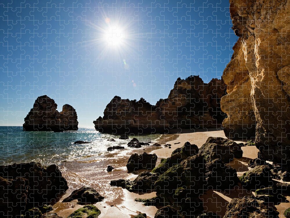 Algarve Jigsaw Puzzle featuring the photograph Rocky Coast Near Ponta Da Piedade by Jorg Greuel