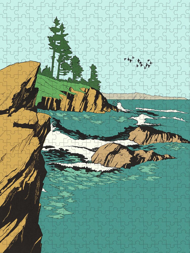 Campy Jigsaw Puzzle featuring the drawing Rocky Coastline by CSA Images