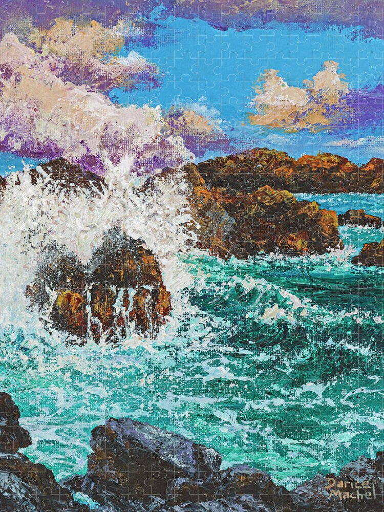 Seascape Jigsaw Puzzle featuring the photograph Rocky Splash by Darice Machel McGuire