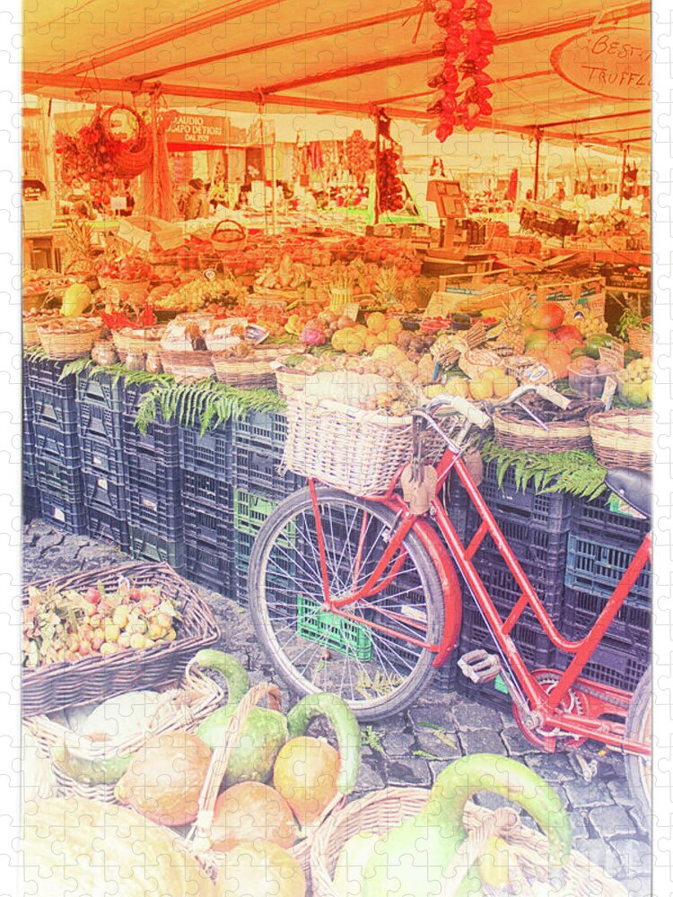 Red Bike Jigsaw Puzzle featuring the photograph Rome 4 by Becqi Sherman