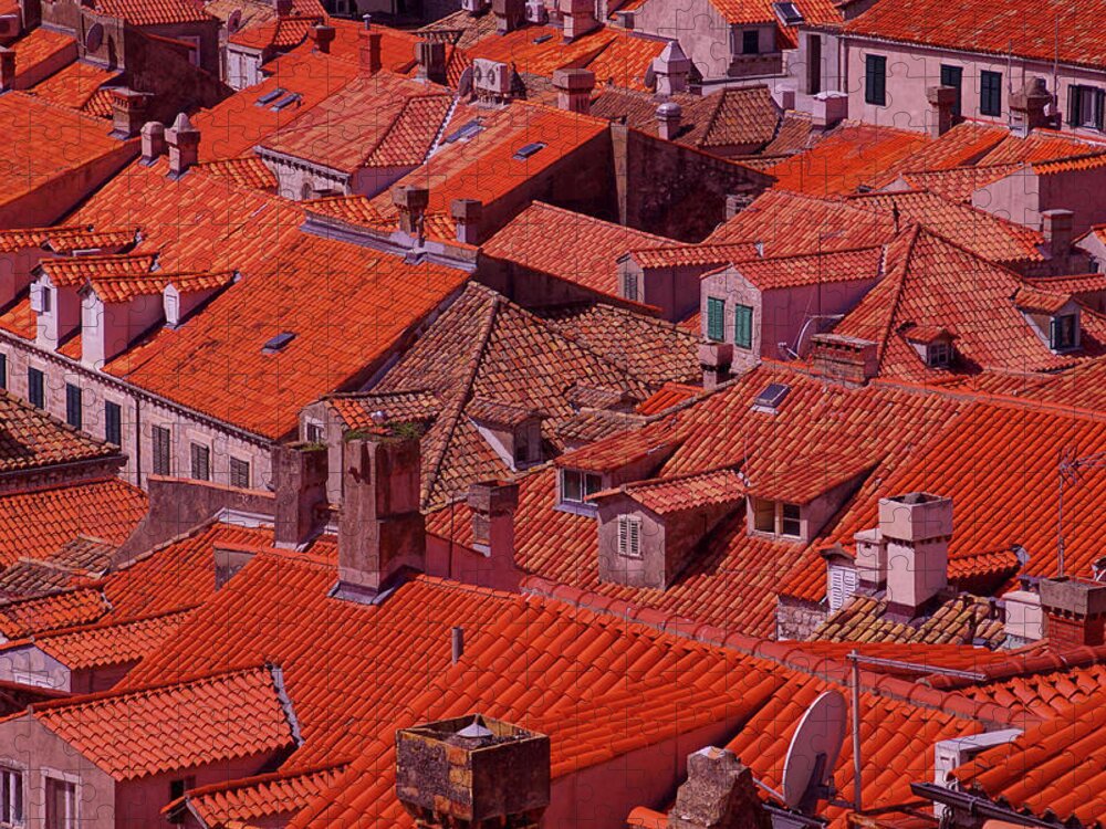 Croatia Jigsaw Puzzle featuring the photograph Roofops of the old city from the city walls by Steve Estvanik