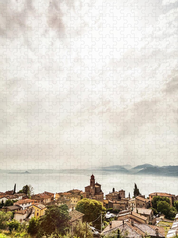 Tranquility Jigsaw Puzzle featuring the photograph Rooftops Of Coastal Village by Manuel Sulzer