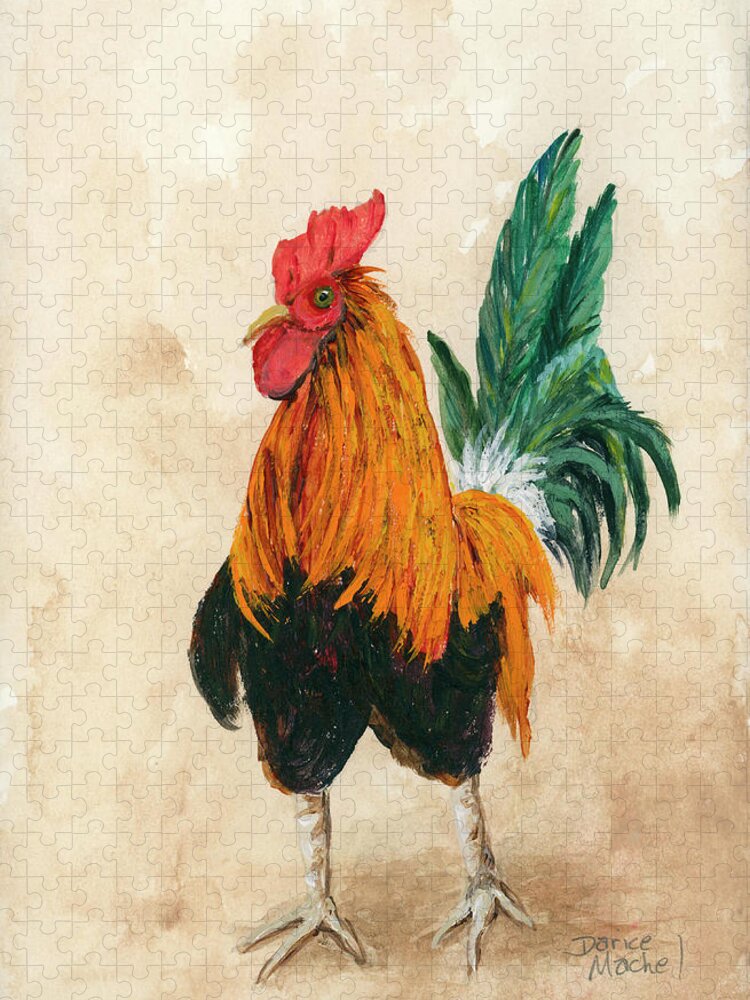 Rooster Jigsaw Puzzle featuring the painting Rooster 7 by Darice Machel McGuire