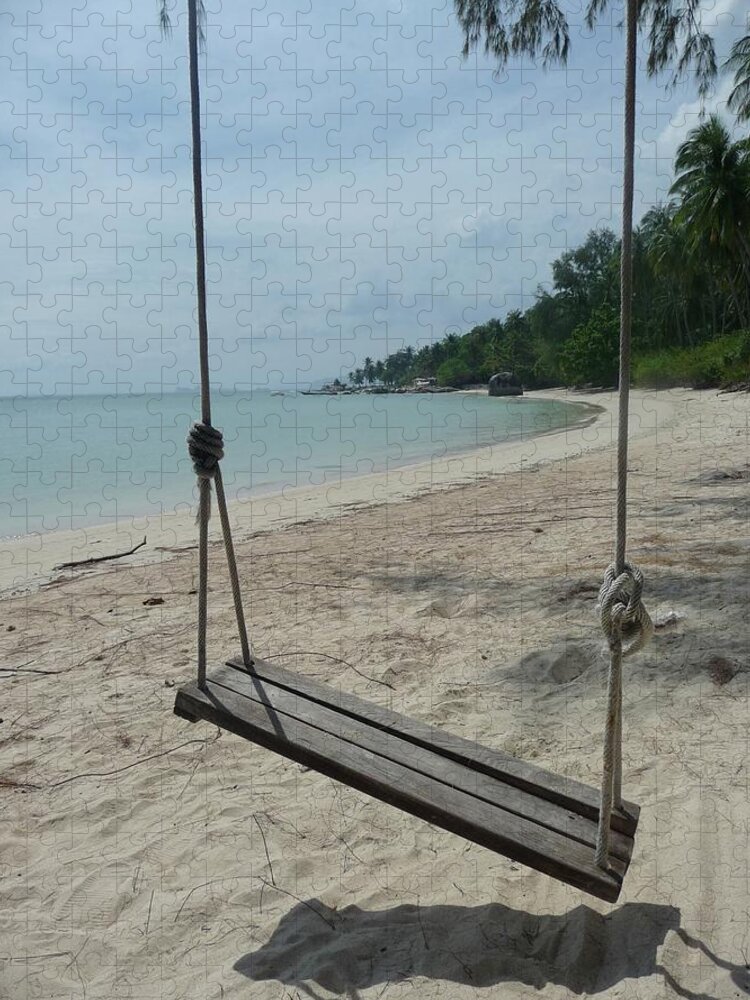 Rope Swing Jigsaw Puzzle featuring the photograph Rope Swing On A Beach by Greg Burke