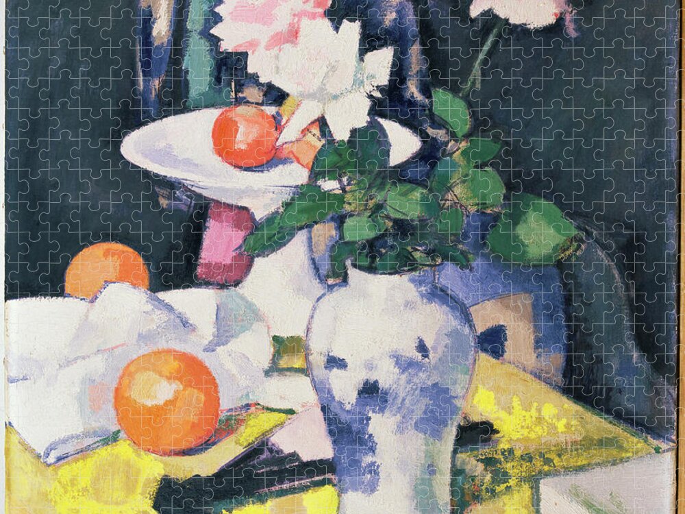 1920s Jigsaw Puzzle featuring the painting Roses And Oranges, C.1920 by Samuel John Peploe