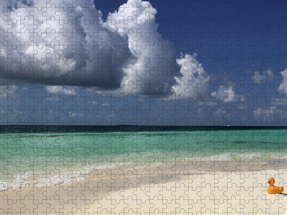 Archipelago Jigsaw Puzzle featuring the photograph Rubber Duckie On The Beach by C. Quandt Photography