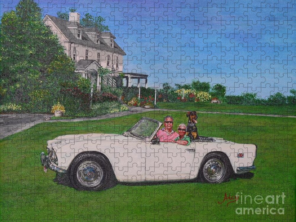 Painting Jigsaw Puzzle featuring the painting Ruff Ride by Aicy Karbstein