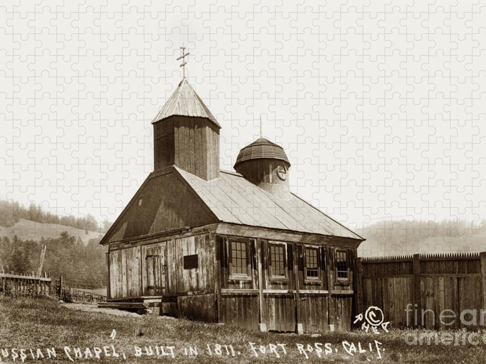 Russian Jigsaw Puzzle featuring the photograph Russian Chapel Built in 1811. Fort Ross Circa 1908 by Monterey County Historical Society