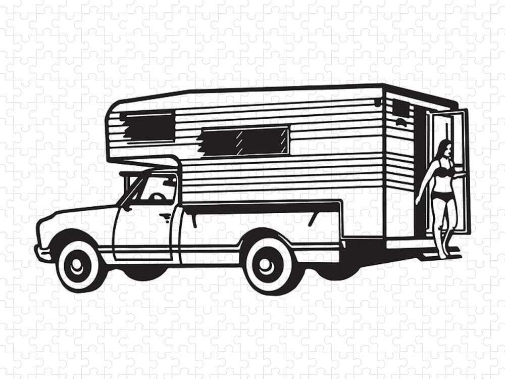 Adventure Jigsaw Puzzle featuring the drawing RV Truck by CSA Images