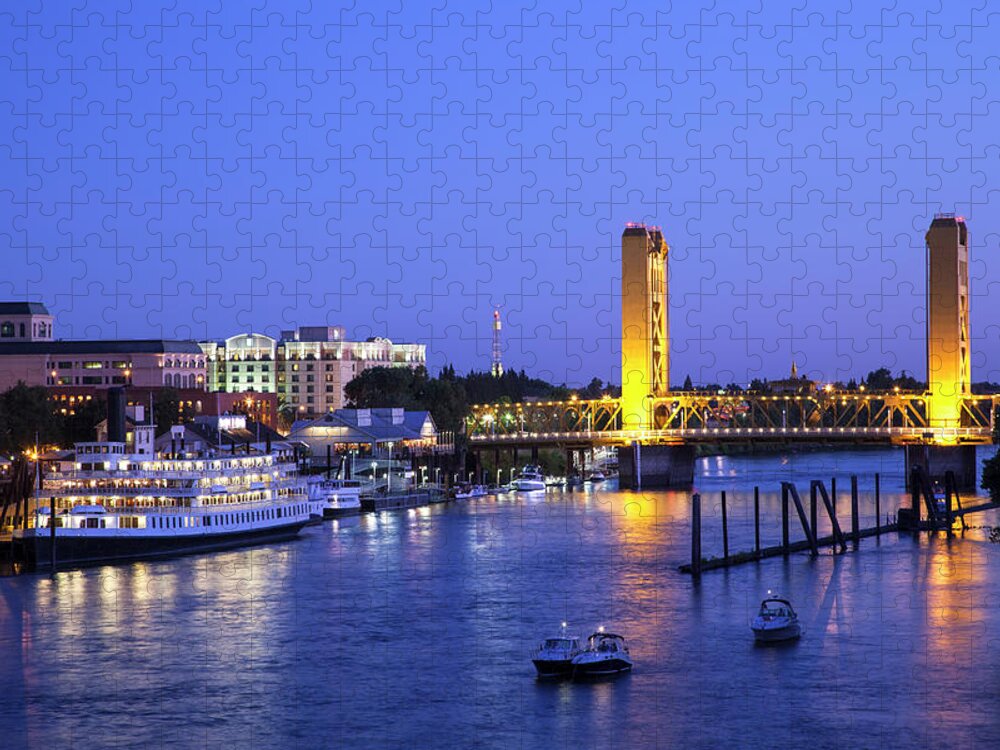 Scenics Jigsaw Puzzle featuring the photograph Sacramento River And Tower Bridge At by Picturelake