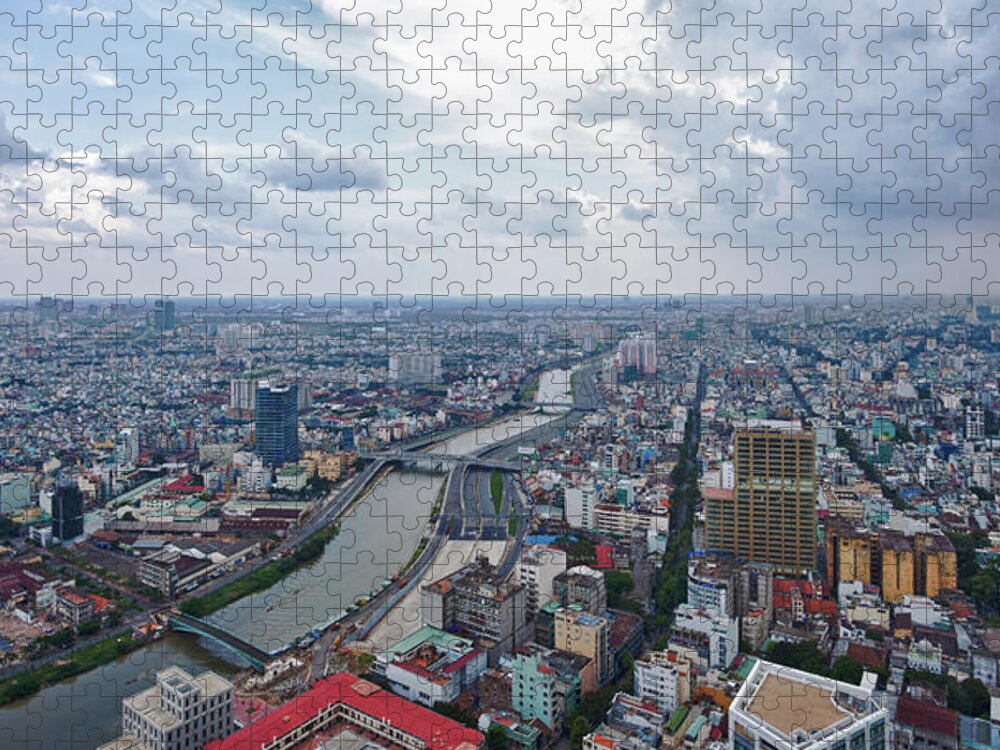 Ho Chi Minh City Jigsaw Puzzle featuring the photograph Saigon Skyline, Vietnam by Fototrav