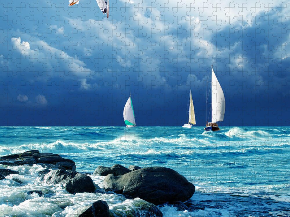 Sailboat Jigsaw Puzzle featuring the photograph Sailing Regatta by Presniakov Oleksandr