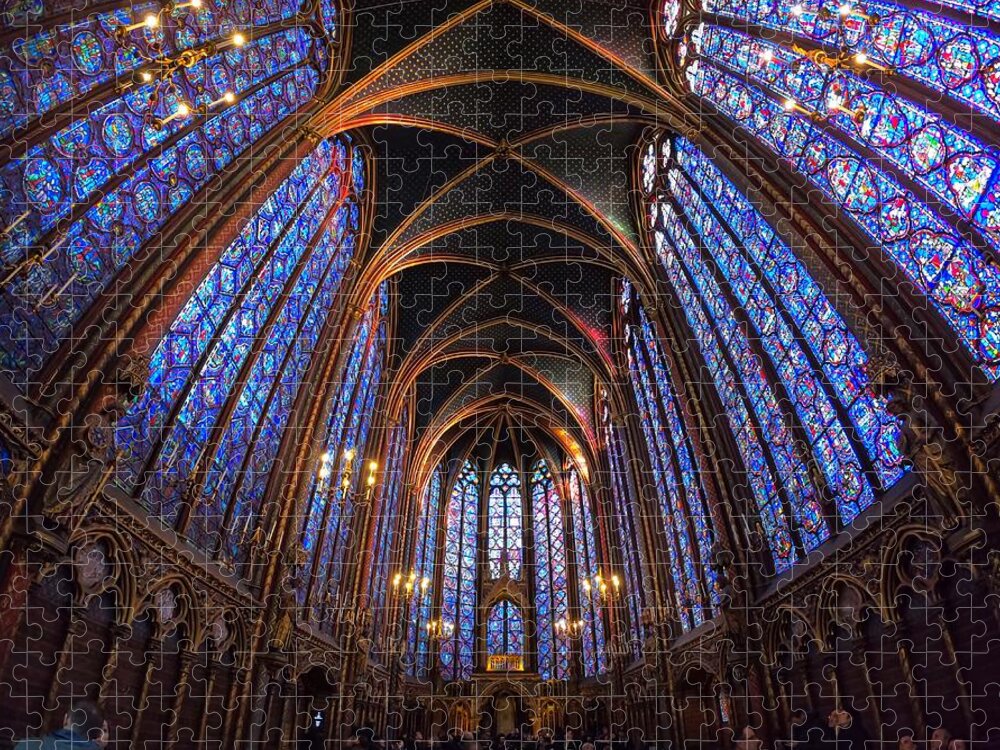 Cathedral Jigsaw Puzzle featuring the photograph Sainte-Chapelle Stained Glass - Paris - France by Bruce Friedman