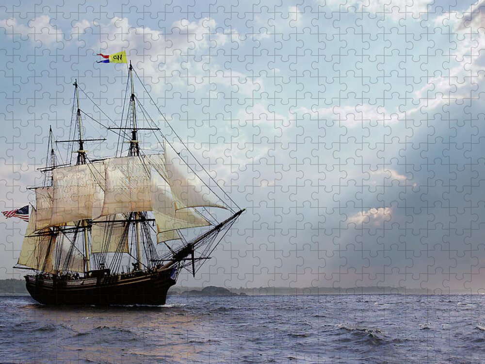 Friendship Of Salem Jigsaw Puzzle featuring the photograph Salem's Friendship Sails Home by Jeff Folger