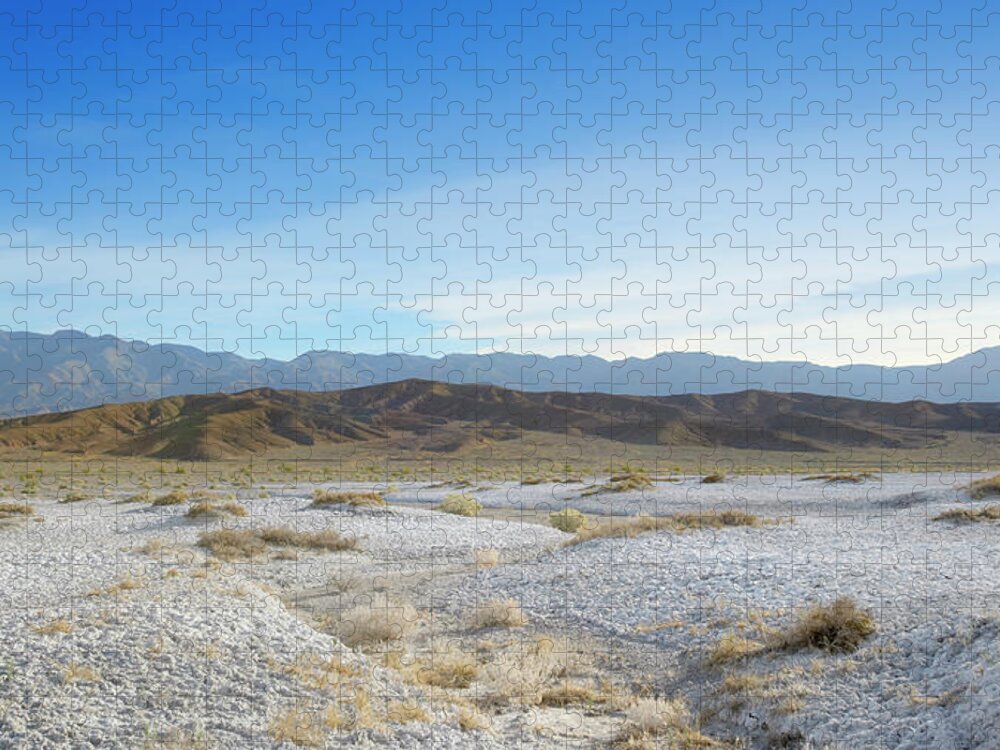 Tranquility Jigsaw Puzzle featuring the photograph Salt Flats And Mountains by Thomas Northcut