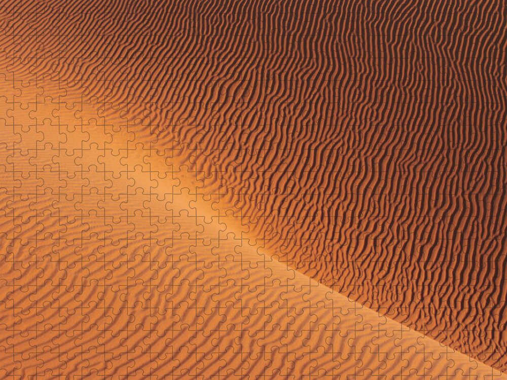 Shadow Jigsaw Puzzle featuring the photograph Sand Dunes In Sahara Desert by Frans Lemmens