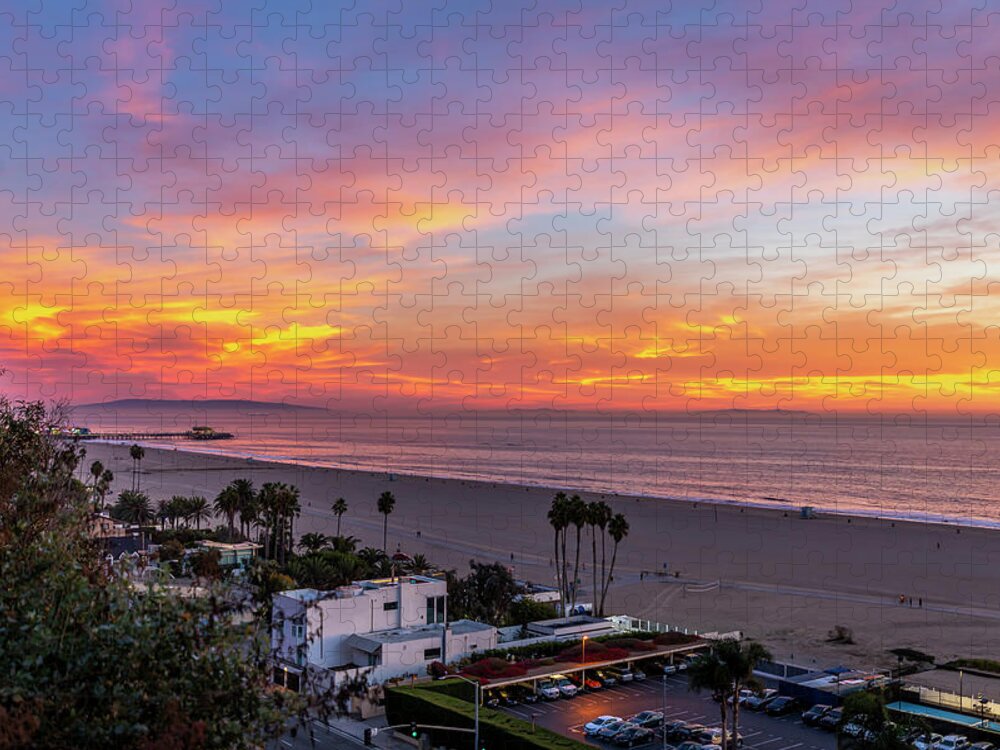 Santa Monica Pier Jigsaw Puzzle featuring the photograph Santa Monica Pier Sunset - 11.1.18 by Gene Parks