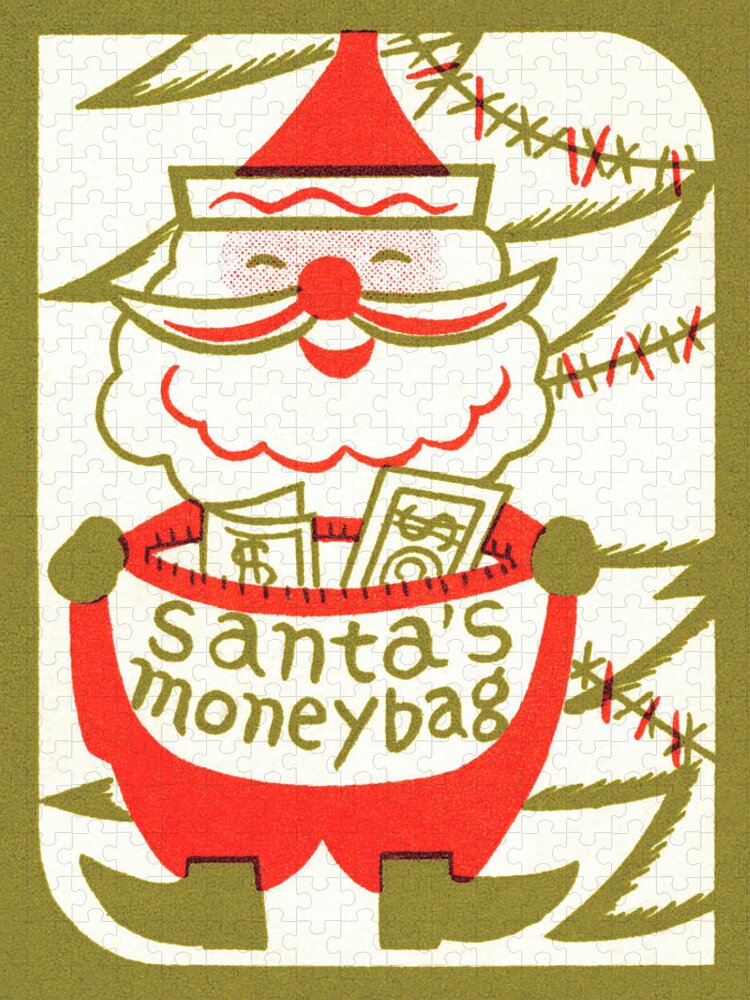 Asset Jigsaw Puzzle featuring the drawing Santa's moneybag by CSA Images