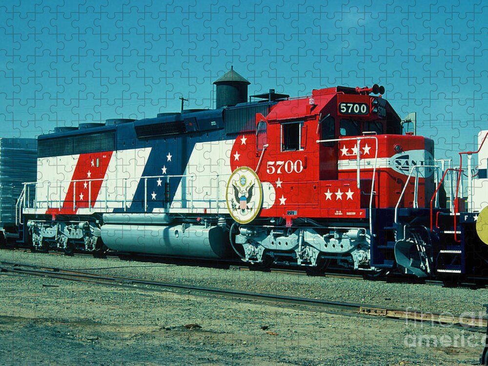 Train Jigsaw Puzzle featuring the photograph VINTAGE RAILROAD - Sante Fe Centennial Celebration by John and Sheri Cockrell