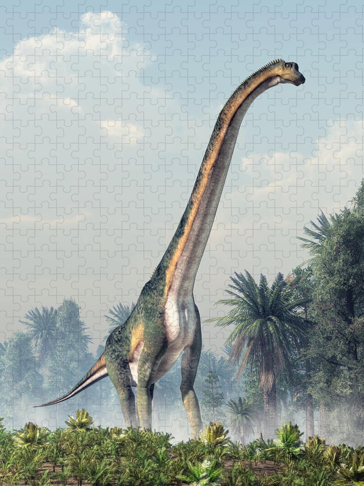 Brachiosaurus Jigsaw Puzzle featuring the digital art Sauropod by Daniel Eskridge