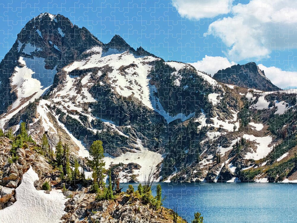 Scenics Jigsaw Puzzle featuring the photograph Sawtooth Lake And Mount Regan, Stanley by Anna Gorin