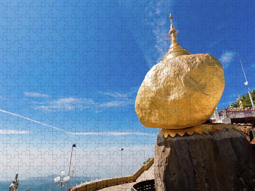 Southeast Asia Jigsaw Puzzle featuring the photograph Scenic View Of Golden Rock Kyaiktiyo by Fototrav