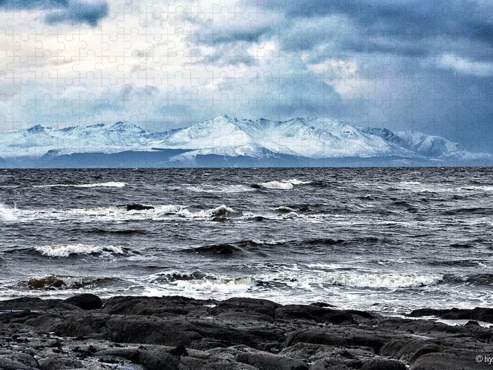 Scenics Jigsaw Puzzle featuring the photograph Sea And Mountain In Winter by Bgdl