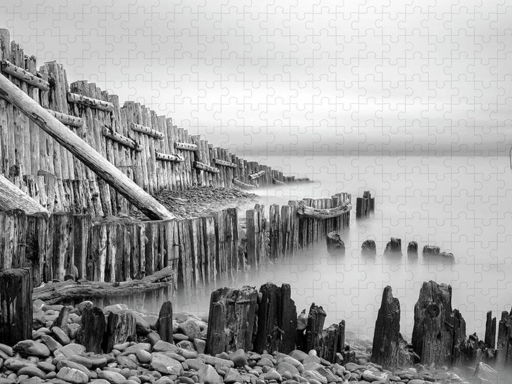 Porlock Weir Jigsaw Puzzle featuring the photograph Sea Defences At Porlock Weir, Somerset by Nick Cable
