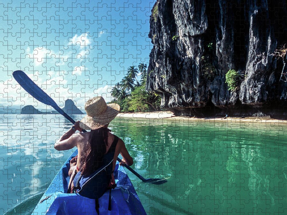 Southeast Asia Puzzle featuring the photograph Sea Kayaking by John Seaton Callahan