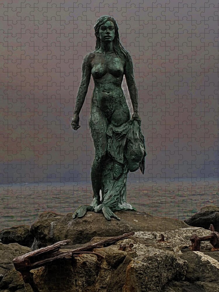 Statue Jigsaw Puzzle featuring the photograph Seal Woman Statue by Imagery-at- Work