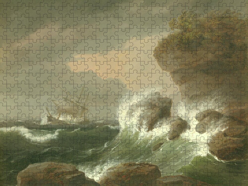 Seascape Jigsaw Puzzle featuring the painting Seascape, 1835 by Thomas Birch