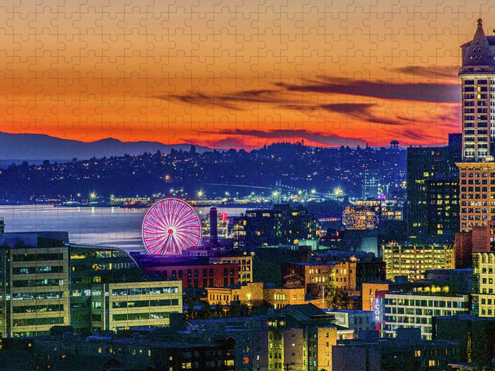 Jose Rizal Park Jigsaw Puzzle featuring the photograph Seattle City Icons by Emerita Wheeling