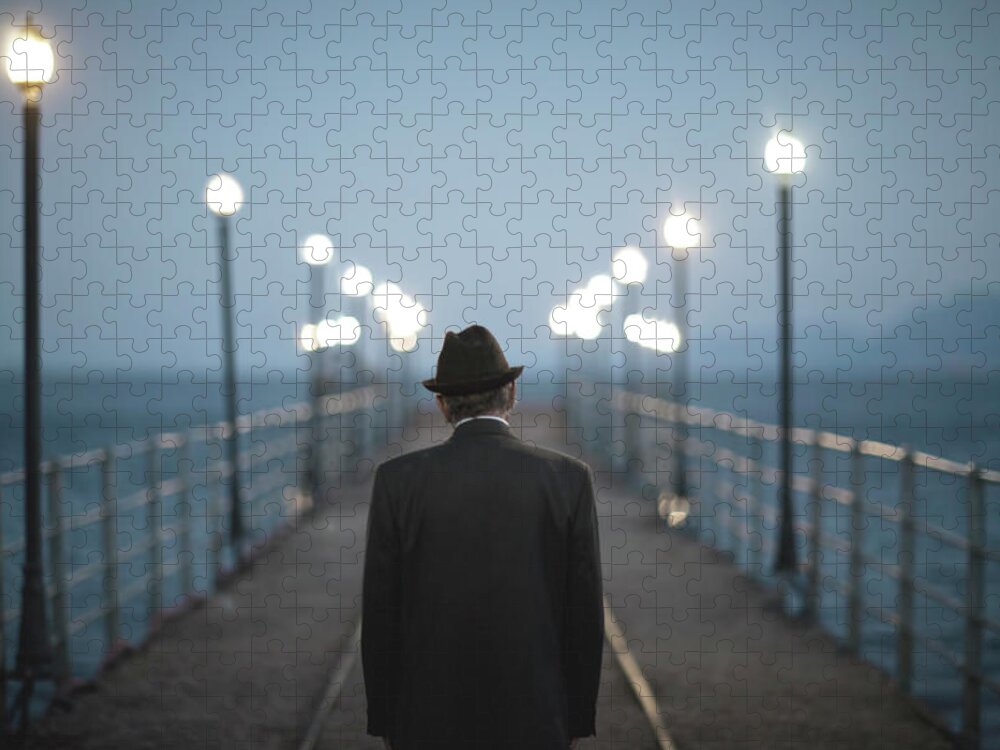 People Jigsaw Puzzle featuring the photograph Senior Man Standing On A Bridge by Thanasis Zovoilis