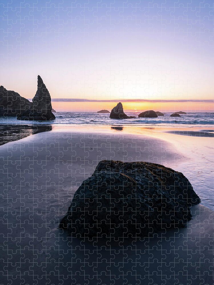 Beaches Jigsaw Puzzle featuring the photograph Serene Bandon by Steven Clark