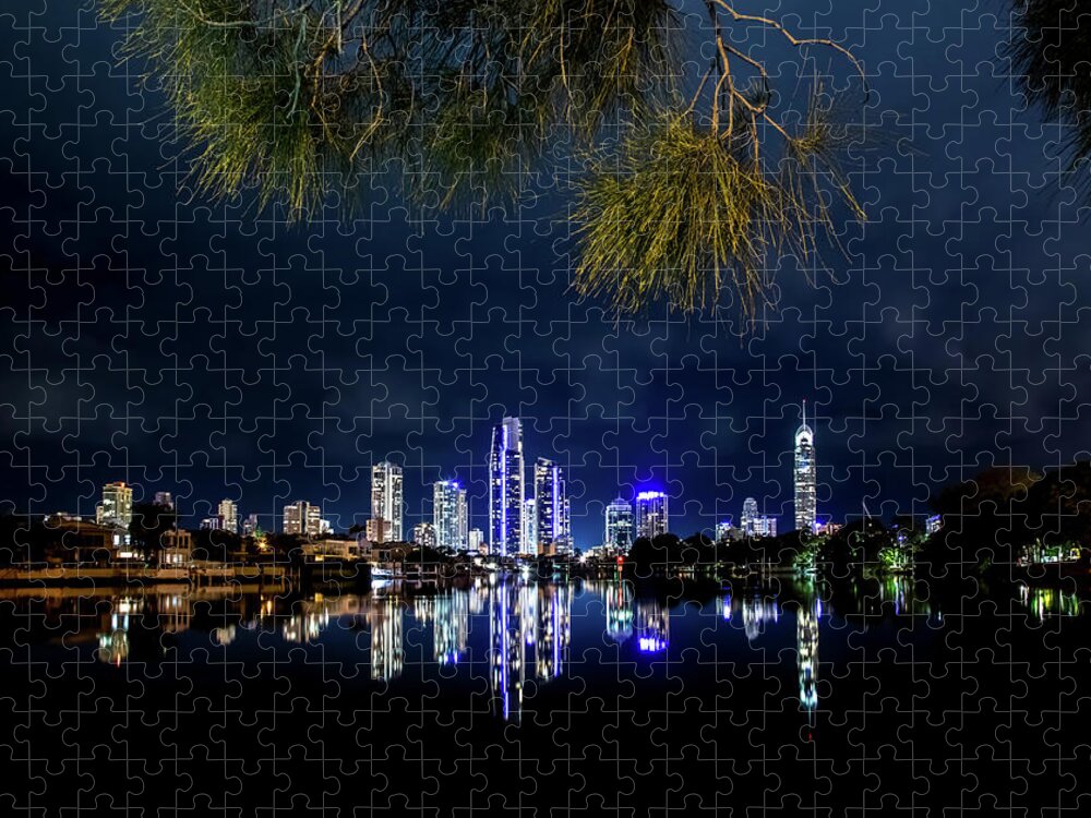 Gold Coast Skyline Jigsaw Puzzle featuring the photograph Serene Skyline by Az Jackson