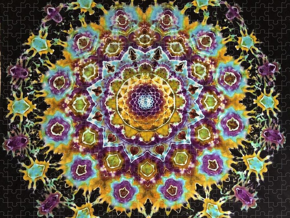 Rob Norwood Tie Dye Psychedelic Art Sacred Geometry Jigsaw Puzzle featuring the digital art Share on by Rob Norwood