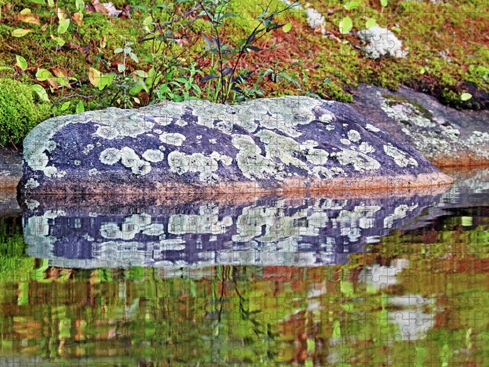 Shawanaga River Jigsaw Puzzle featuring the photograph Shawanaga Rock And Reflections by Debbie Oppermann