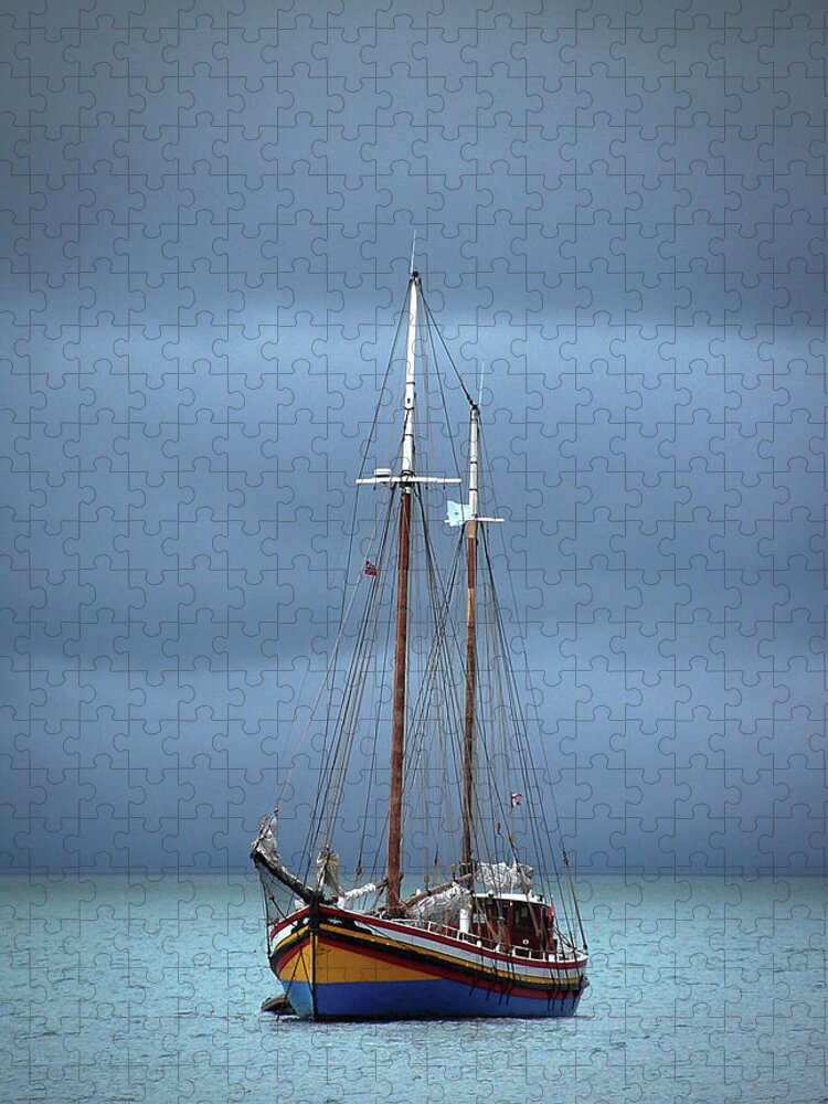 Tranquility Jigsaw Puzzle featuring the photograph Ship On The Ocean by Nancy Carels