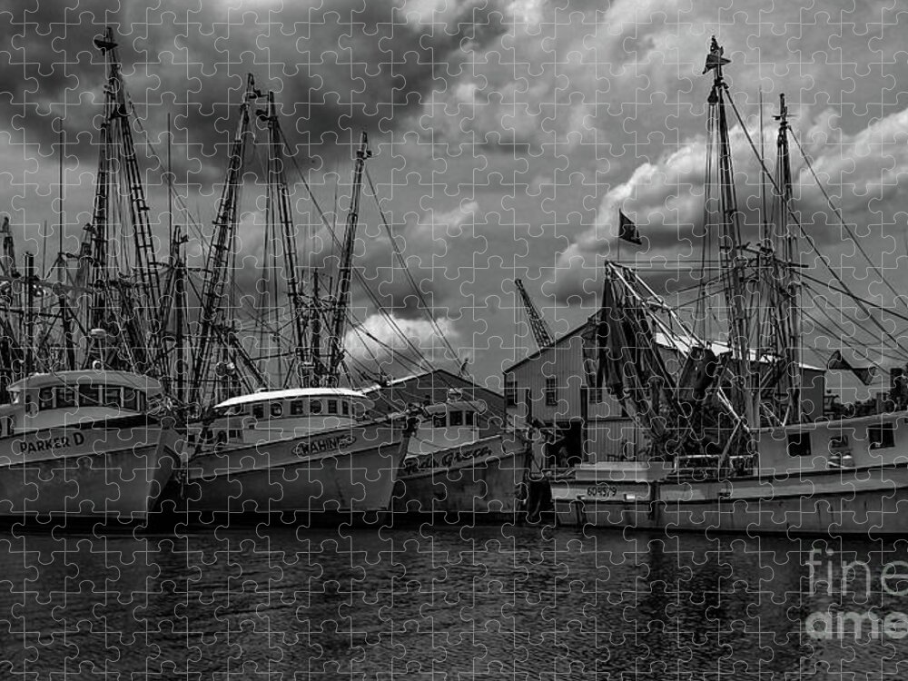 5898 Jigsaw Puzzle featuring the photograph Shrimp Boat Row - McClellanville by Dale Powell