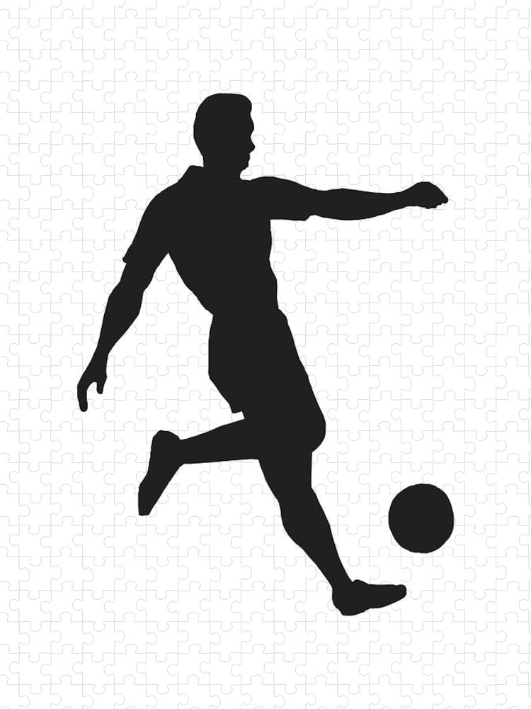 Agile Jigsaw Puzzle featuring the drawing Silhouette of Soccer Player by CSA Images