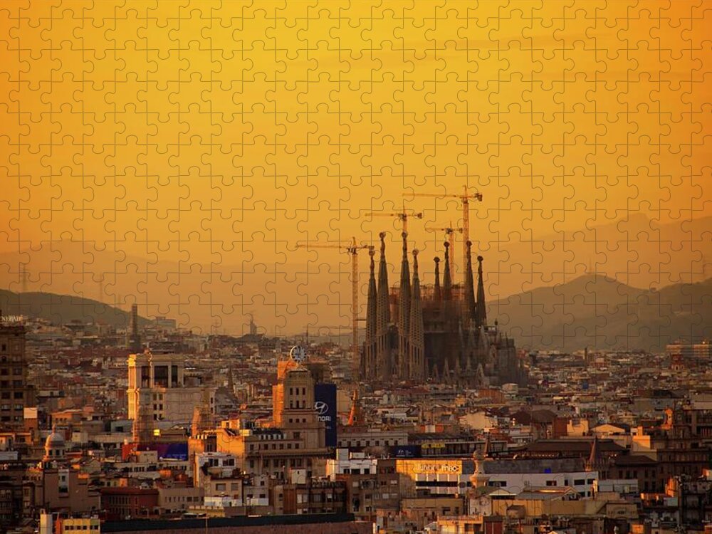Sagrada Familia Jigsaw Puzzle featuring the photograph Silhouettes In Barcelona by Paul Biris