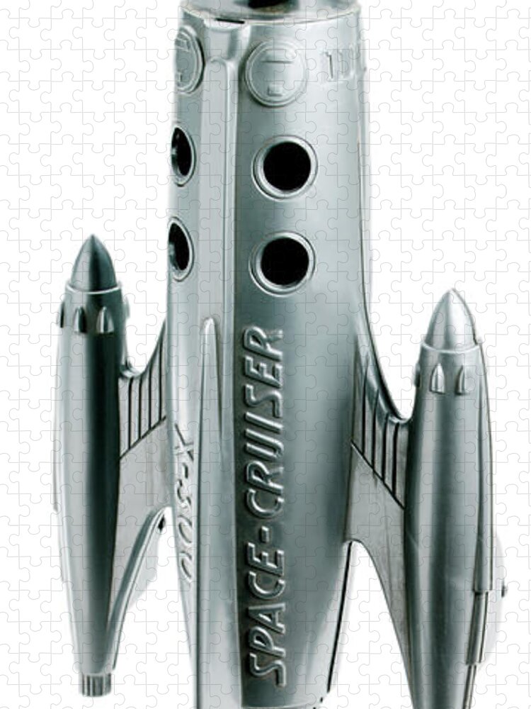 Campy Jigsaw Puzzle featuring the drawing Silver Space Rocket by CSA Images