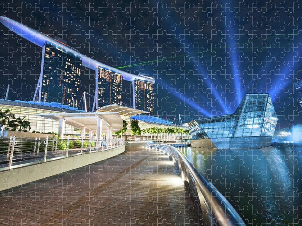 Outdoors Jigsaw Puzzle featuring the photograph Singapore Laser Show by Tomml