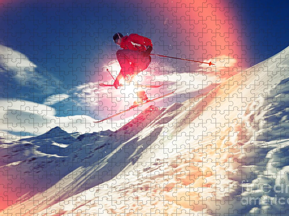Caucasian Jigsaw Puzzle featuring the photograph Ski Jump by Svariophoto