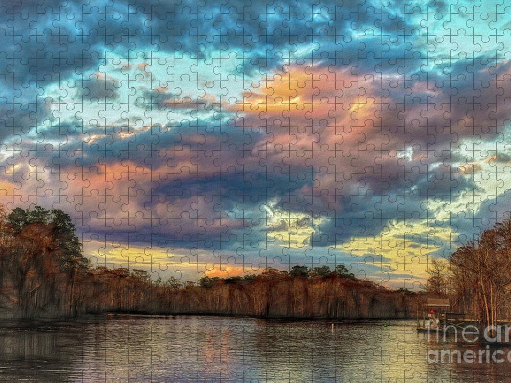 Sunset Jigsaw Puzzle featuring the photograph Skies A Glow by Kathy Baccari