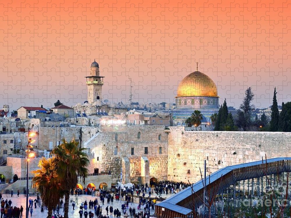 Mosque Jigsaw Puzzle featuring the photograph Skyline Of The Old City At He Western by Esb Professional