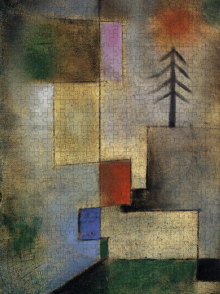 Paul Klee Jigsaw Puzzle featuring the painting Small Picture of Fir Trees, 1922 by Paul Klee