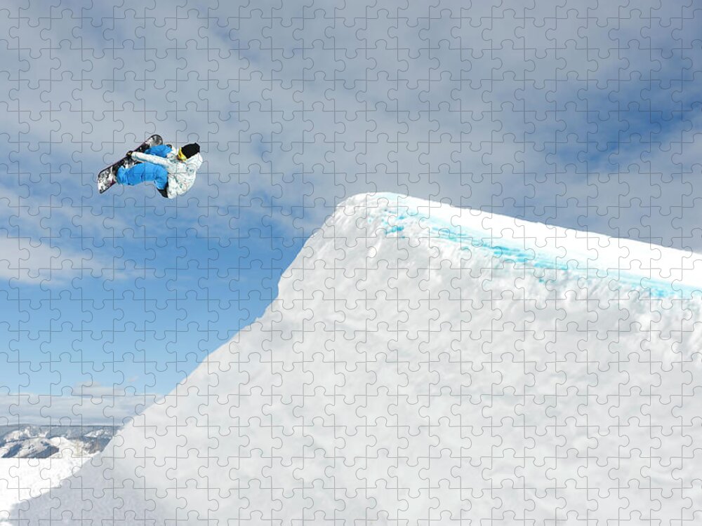 Aspen Jigsaw Puzzle featuring the photograph Snowboarder In Terrain Park by John P Kelly