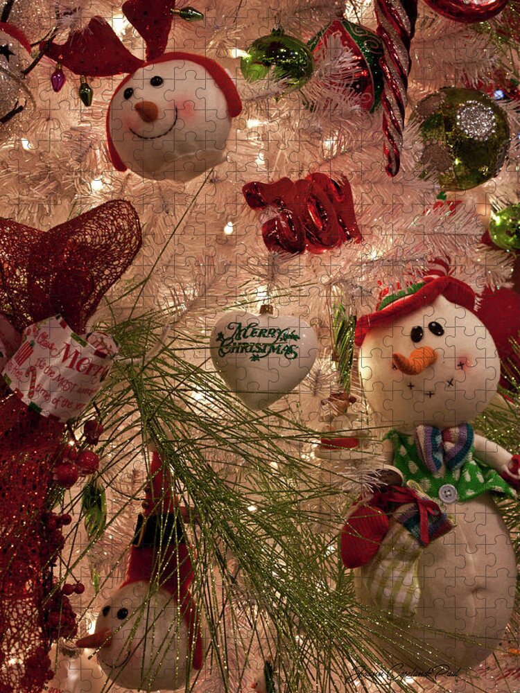 Snowman Jigsaw Puzzle featuring the photograph Snowman Christmas Tree by Joann Copeland-Paul