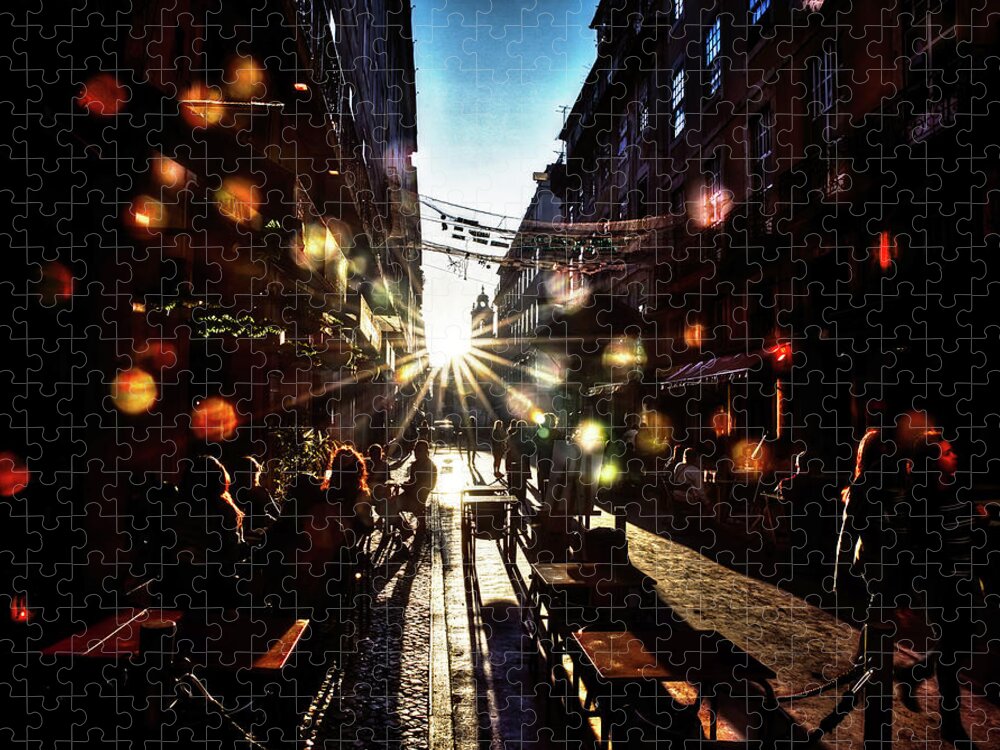 Pink Street Jigsaw Puzzle featuring the photograph Soap bubbles in Pink Street by Micah Offman